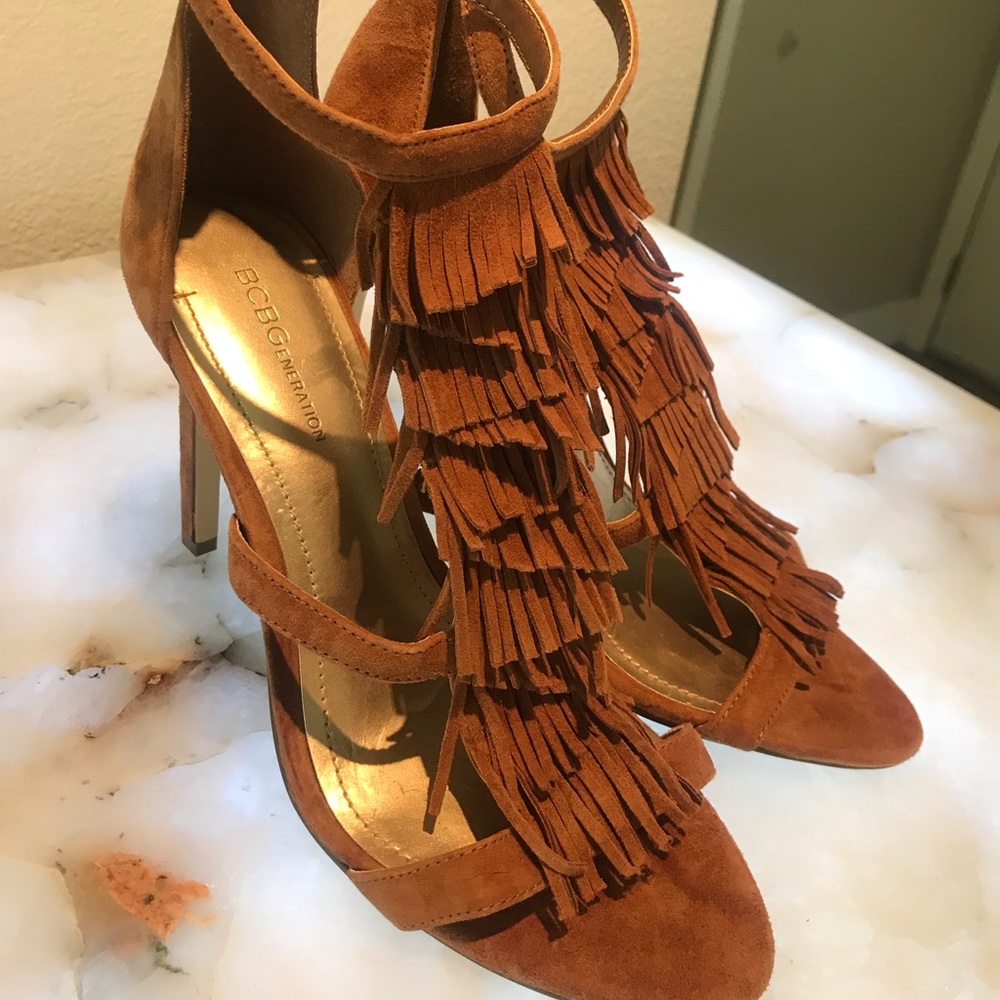 BCBG Suede Fringed Sandal